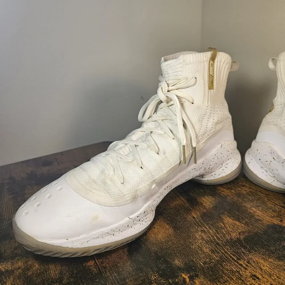 Under Armour Curry 4 White Gold 2017 Basketball Shoes 1298306-102 Men Size 14 UA